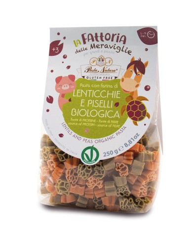 18218MAKARON (Z SOCZEWICY I GROSZKU) DLA DZIECI ZWIERZĘTA BEZGLUTENOWY BIO 250 g - PASTA NATURA-1