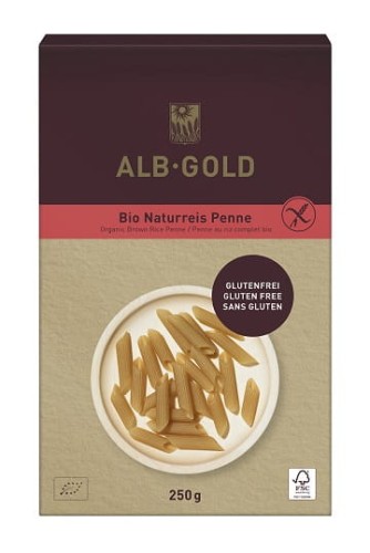 15127MAKARON (RYŻOWY RAZOWY) PENNE BEZGLUTENOWY BIO 250 g - ALB GOLD-1
