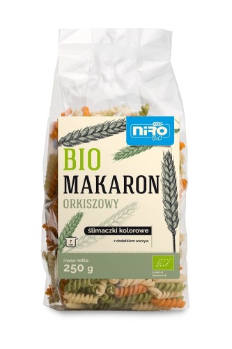 9511MAKARON (ORKISZOWY TRÓJKOLOROWY) ŚLIMACZKI BIO 250 g - NIRO-1