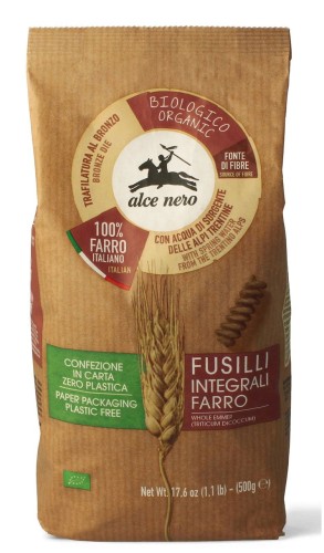 9905MAKARON (Z PŁASKURKI RAZOWY) FUSILLI BIO 500 g - ALCE NERO-1
