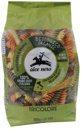 9985MAKARON (SEMOLINOWY TRÓJKOLOROWY) FUSILLI BIO 500 g - ALCE NERO-1