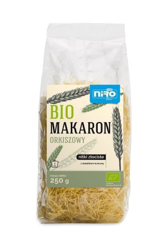 10559MAKARON (ORKISZOWY Z KURKUMĄ) NITKI ZŁOCISTE BIO 250 g - NIRO-1