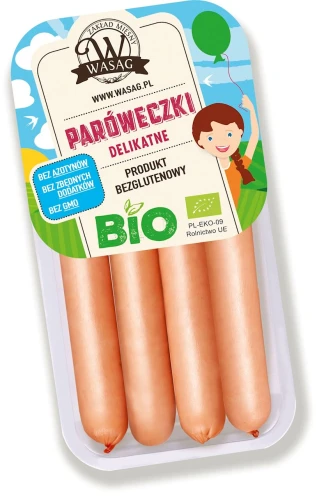 24480PARÓWKI WIEPRZOWE DELIKATNE BEZGLUTENOWE BIO 150 g - WASĄG (Z PÓŁKI)-1