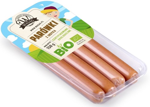 24482PARÓWKI Z INDYKA BIO 150 g - WASĄG (Z PÓŁKI)-1