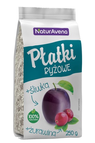 23293PŁATKI RYŻOWE Z ŻURAWINĄ I ŚLIWKĄ 250 g - NATURAVENA-1