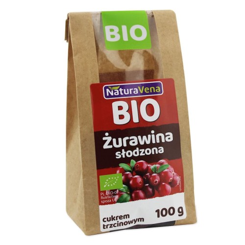 23534ŻURAWINA SŁODZONA CUKREM TRZCINOWYM BIO 100 g - NATURAVENA-1