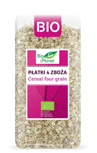 11801PŁATKI 4 ZBOŻA (ORKISZ, OWIES, JĘCZMIEŃ, ŻYTO) BIO 300 g - BIO PLANET-1