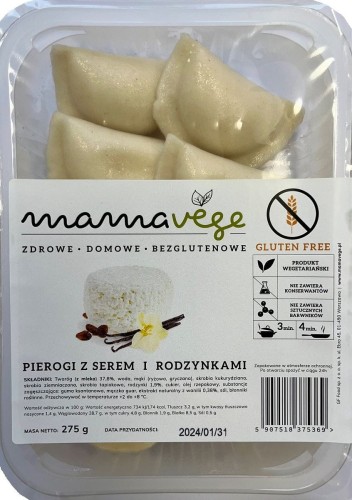 28026PIEROGI Z SEREM I RODZYNKAMI BEZGLUTENOWE 275 g - MAMA VEGE-1