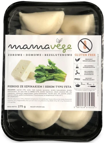 24842PIEROGI ZE SZPINAKIEM I SEREM TYPU FETA BEZGLUTENOWE 275 g - MAMA VEGE-1