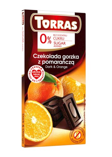 26691CZEKOLADA GORZKA Z POMARAŃCZĄ BEZ DODATKU CUKRU BEZGLUTENOWA 75 g - TORRAS-1