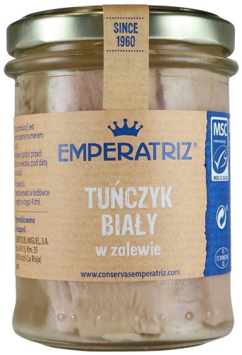 18130TUŃCZYK BIAŁY FILETY MSC W SOSIE WŁASNYM 200 g (140 g) (SŁOIK) - EMPERATRIZ-1