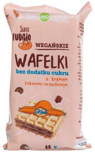 18395WAFLE Z KREMEM KAKAOWO - ORZECHOWYM BEZ DODATKU CUKRÓW BIO (4 x 30 g) 120 g - ME GUSTO (SUPER FUDGIO)-1