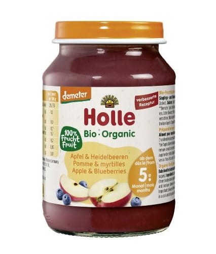 25415JABŁKO - BORÓWKA BEZGLUTENOWE OD 5 MIESIĄCA DEMETER BIO 190 g (SŁOIK) - HOLLE-1