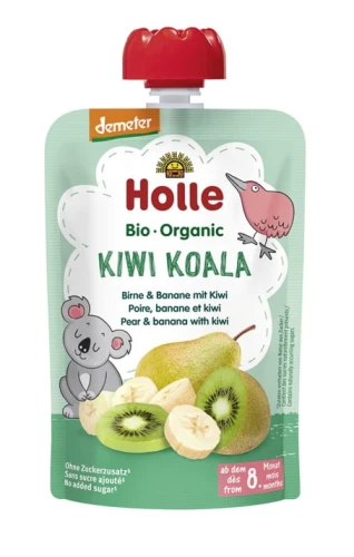 25617MUS W TUBCE KIWI KOALA (GRUSZKA - BANAN - KIWI) BEZ DODATKU CUKRÓW OD 8 MIESIĄCA DEMETER BIO 100 g - HOLLE-1
