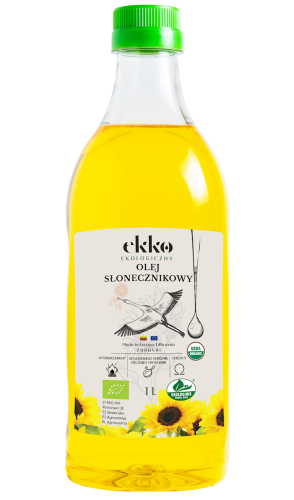 28119OLEJ SŁONECZNIKOWY DO GOTOWANIA I SMAŻENIA TŁOCZONY NA ZIMNO BIO 1 L - EKKO-1