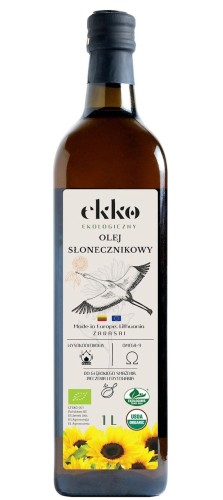 28120OLEJ SŁONECZNIKOWY DO GOTOWANIA I SMAŻENIA TŁOCZONY NA ZIMNO BIO 1 L (SZKŁO) - EKKO-1