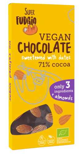 28023CZEKOLADA SŁODZONA DAKTYLAMI Z MIGDAŁAMI BEZGLUTENOWA BIO 100 g - ME GUSTO (SUPER FUDGIO)-1