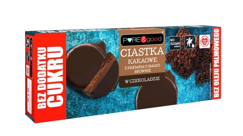 28306CIASTKA KAKAOWE Z KREMEM O SMAKU BROWNIE W CZEKOLADZIE DESEROWEJ BEZ DODATKU CUKRU 128 g - PURE&amp;GOOD-1