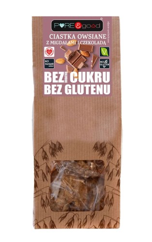 28310CIASTKA OWSIANE Z MIGDAŁAMI I CZEKOLADĄ BEZ DODATKU CUKRU BEZGLUTENOWE 150 g - PURE&amp;GOOD-1