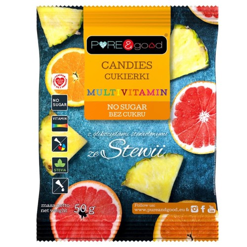 26625CUKIERKI MULTIVITAMIN ZE STEWIĄ BEZ CUKRU 50 g - PURE&amp;GOOD-1