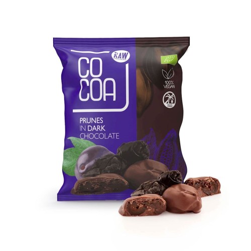 28780ŚLIWKI KALIFORNIJSKIE W CZEKOLADZIE CIEMNEJ BIO 70 g - COCOA-1
