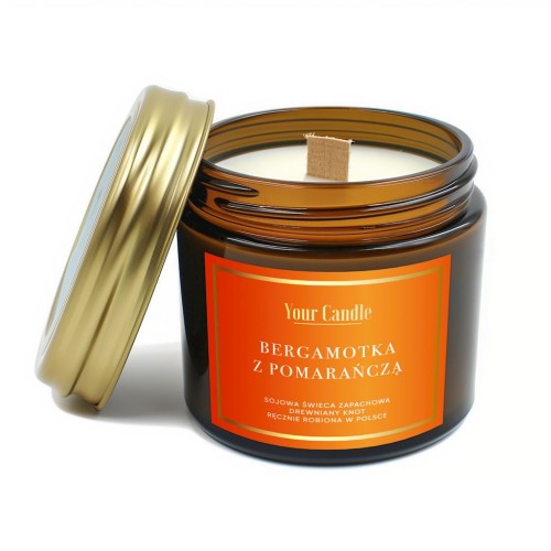 29220ŚWIECA SOJOWA ZAPACHOWA Z DREWNIANYM KNOTEM BERGAMOTKA Z POMARAŃCZĄ 120 ml - YOUR CANDLE-1