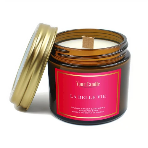 29226ŚWIECA SOJOWA ZAPACHOWA Z DREWNIANYM KNOTEM LA BELLE VIE 120 ml - YOUR CANDLE-1