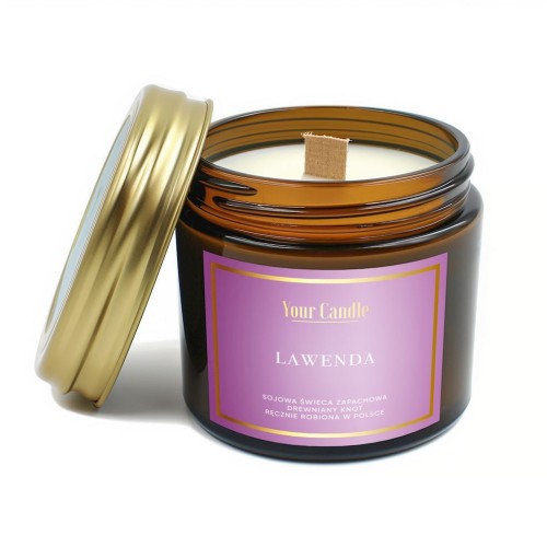 29228ŚWIECA SOJOWA ZAPACHOWA Z DREWNIANYM KNOTEM LAWENDA 120 ml - YOUR CANDLE-1
