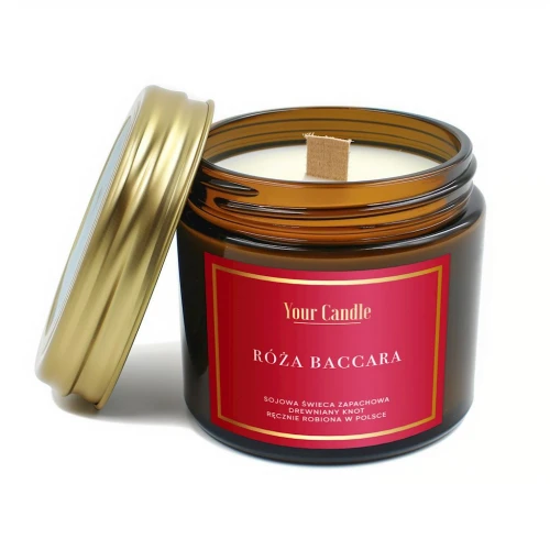 29232ŚWIECA SOJOWA ZAPACHOWA Z DREWNIANYM KNOTEM RÓŻA BACCARA 120 ml - YOUR CANDLE-1