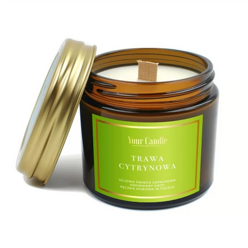 29236ŚWIECA SOJOWA ZAPACHOWA Z DREWNIANYM KNOTEM TRAWA CYTRYNOWA 120 ml - YOUR CANDLE-1