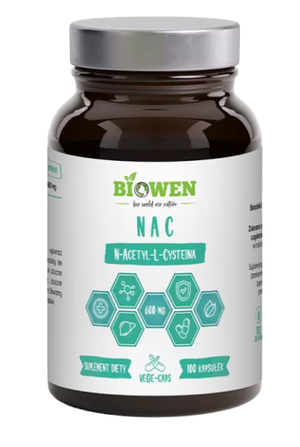 29208NAC (N-ACETYLO-L-CYSTEINA) (600 mg) BEZGLUTENOWA 100 KAPSUŁEK - HEMPKING (BIOWEN)-1