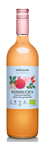 28895KOMBUCHA MIĘTA MAROKAŃSKA, DZIKA RÓŻA I GRANAT BIO 750 ml - DELIKATNA (ZAKWASOWNIA)-1
