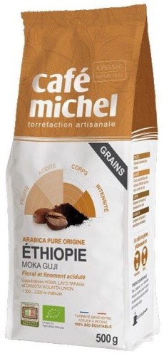 11336KAWA ZIARNISTA ARABICA 100 % MOKA GUJI ETIOPIA FAIR TRADE BIO 500 g - CAFE MICHEL-1